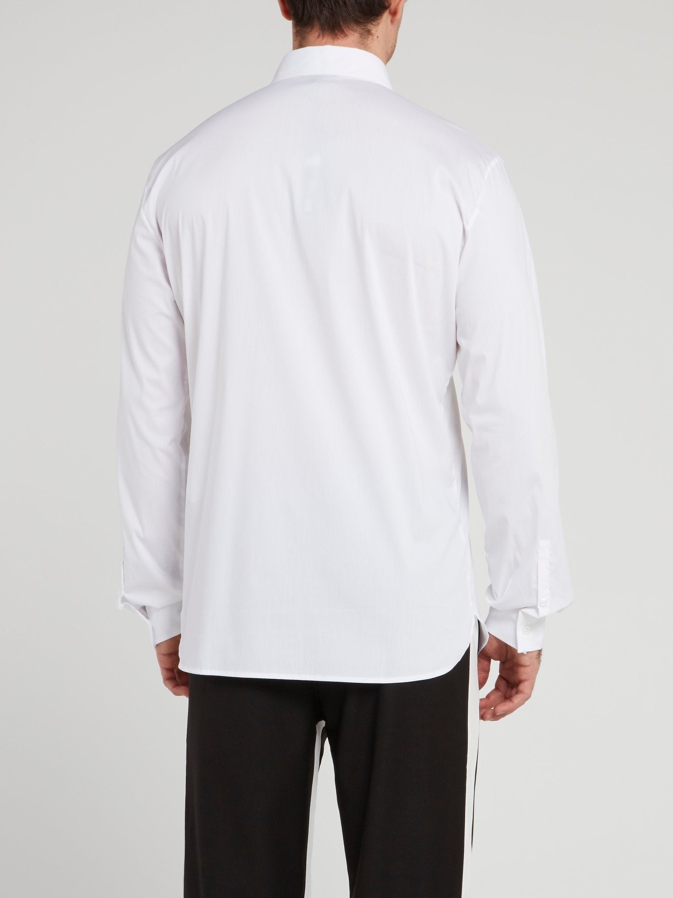 White Collar Embellished Long Sleeve Shirt