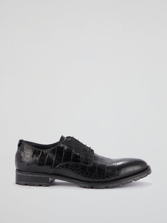 Black Reptilian Leather Shoes