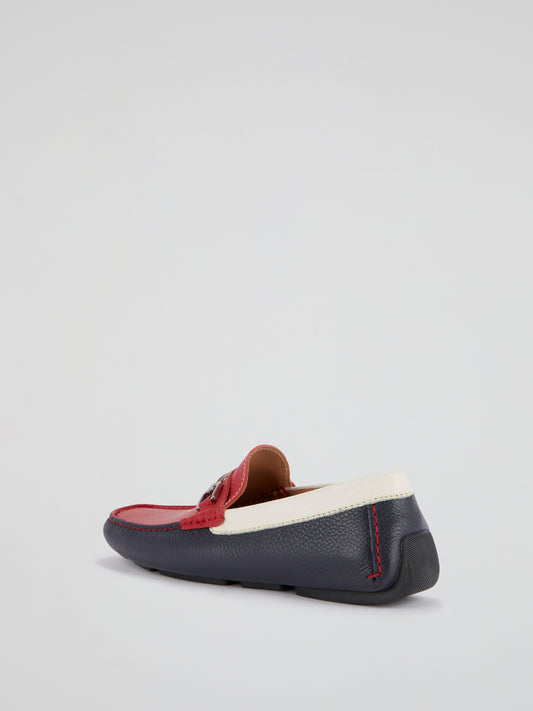 Colour Block Leather Loafers