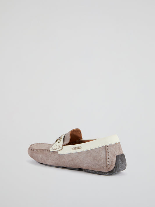 Beige Suede Loafers