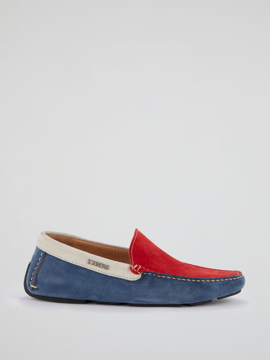 Colour Block Suede Loafers