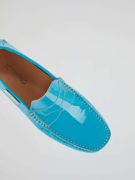 Blue Patent Leather Loafers