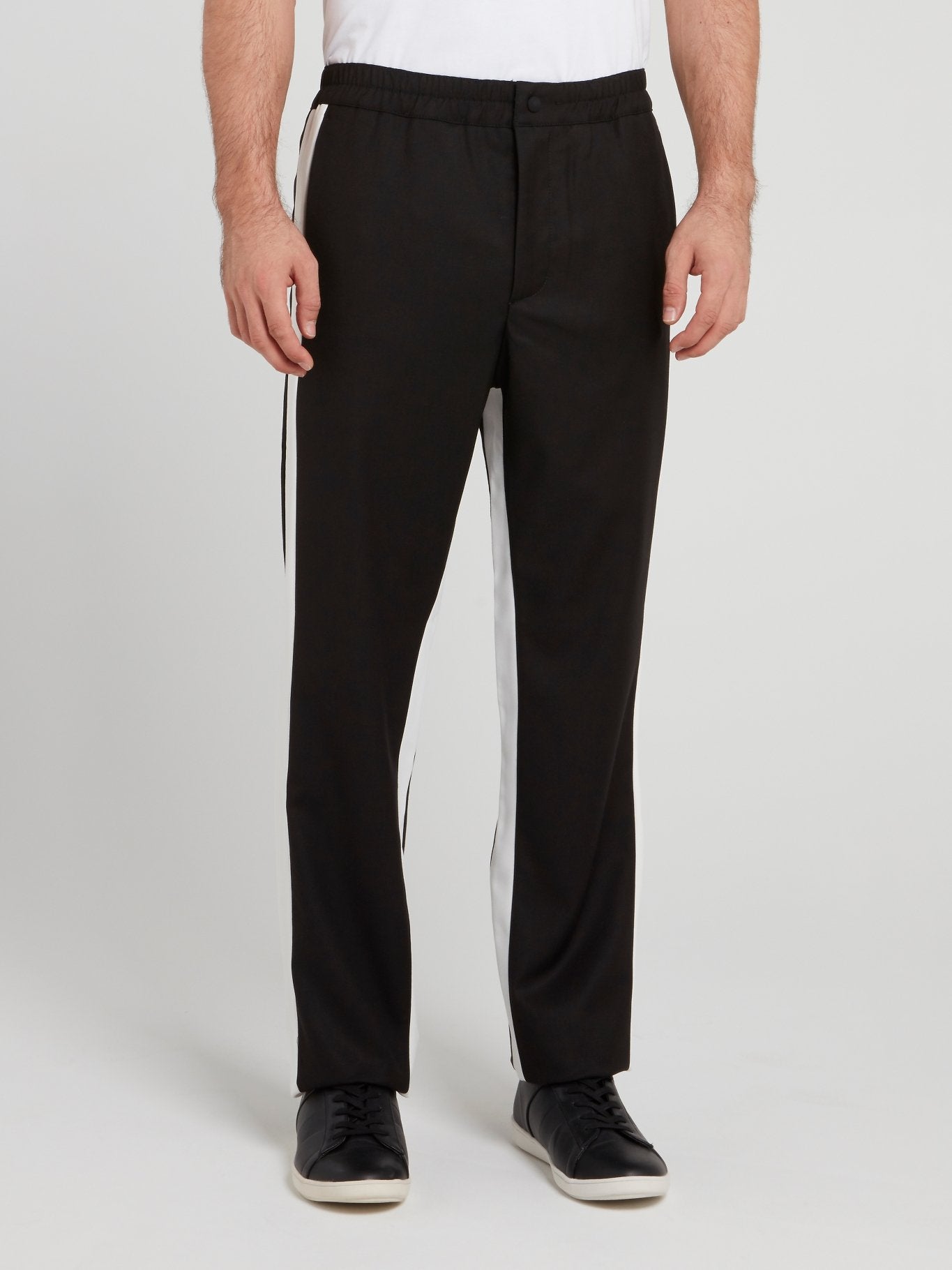 Black Contrast Side Stripe Pants
