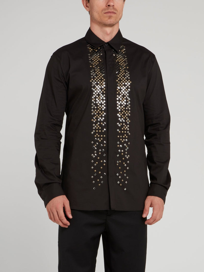 Black Multi-Stud Long Sleeve Shirt