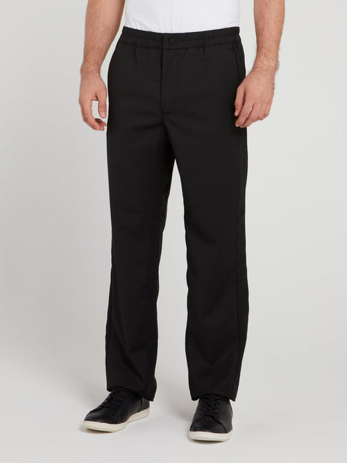 Черные прямые брюки с эластичным поясом