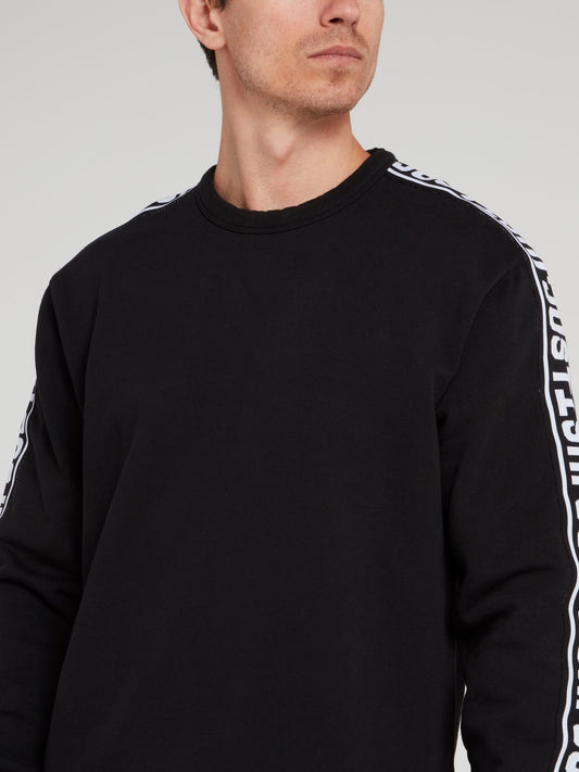 Black Logo Sleeve Stripe Sweatshirt