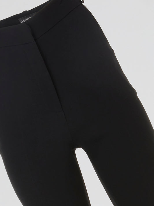 Black Button Detailed High-Waist Pants