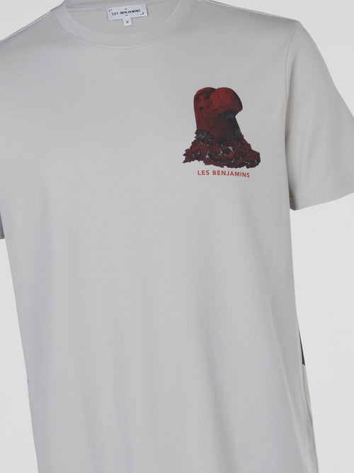 Grey Graphic Print Crewneck T-Shirt