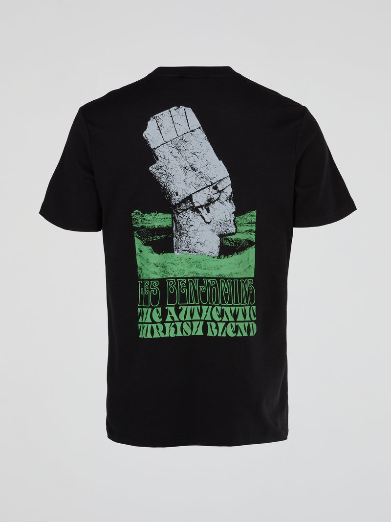Black Rear Print Crewneck T-Shirt