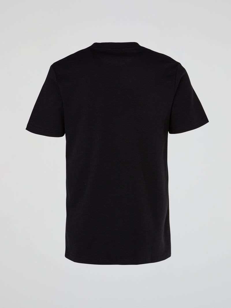 Black Printed Round Neck T-Shirt