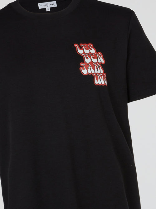 Black Printed Crewneck T-Shirt