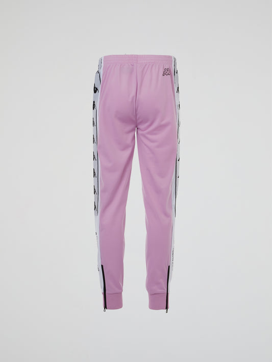 Pink Elastic Waist Track Pants