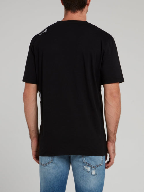 Black Leopard Head Print T-Shirt