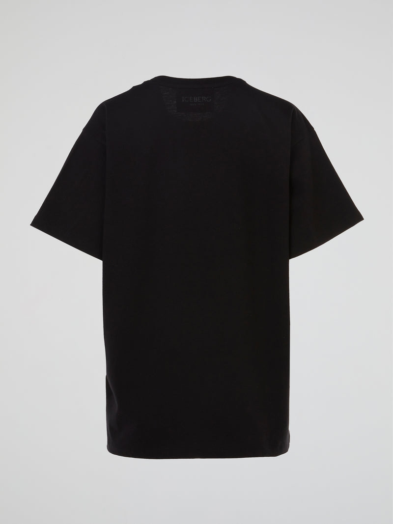 Black Knit Detail T-Shirt
