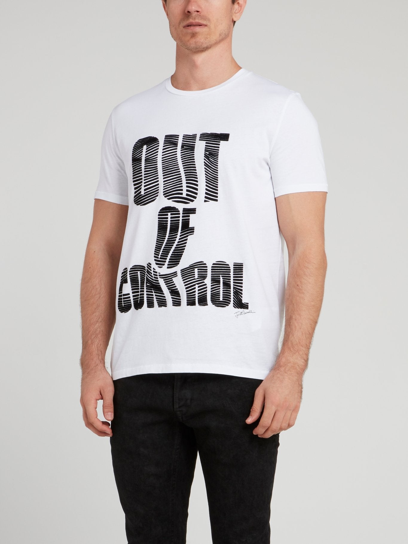 White Distorted Statement Print T-Shirt