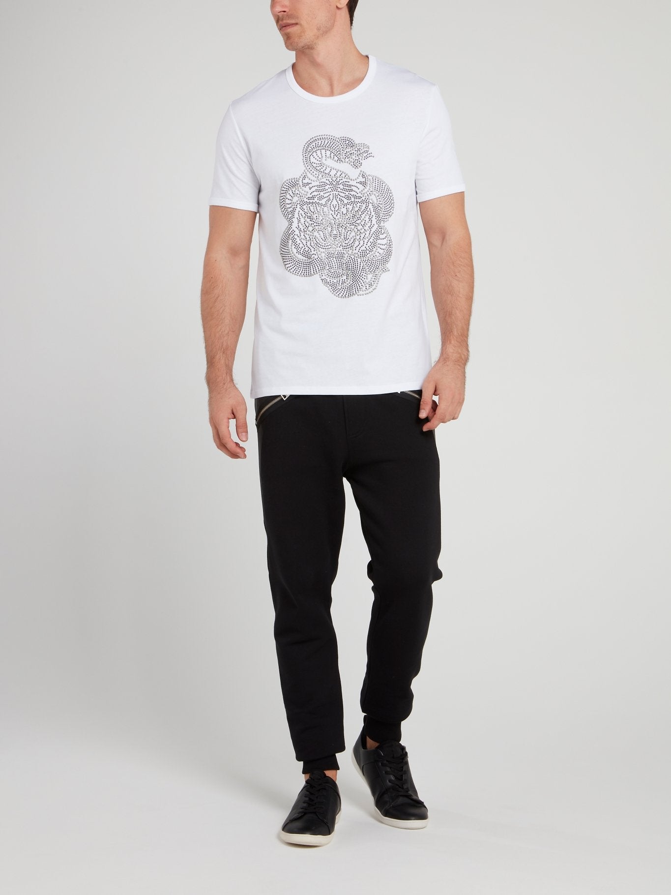 White Studded Snake Logo T-Shirt