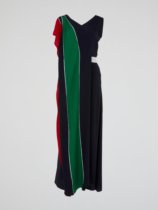 Colour Block Asymmetric Maxi Dress