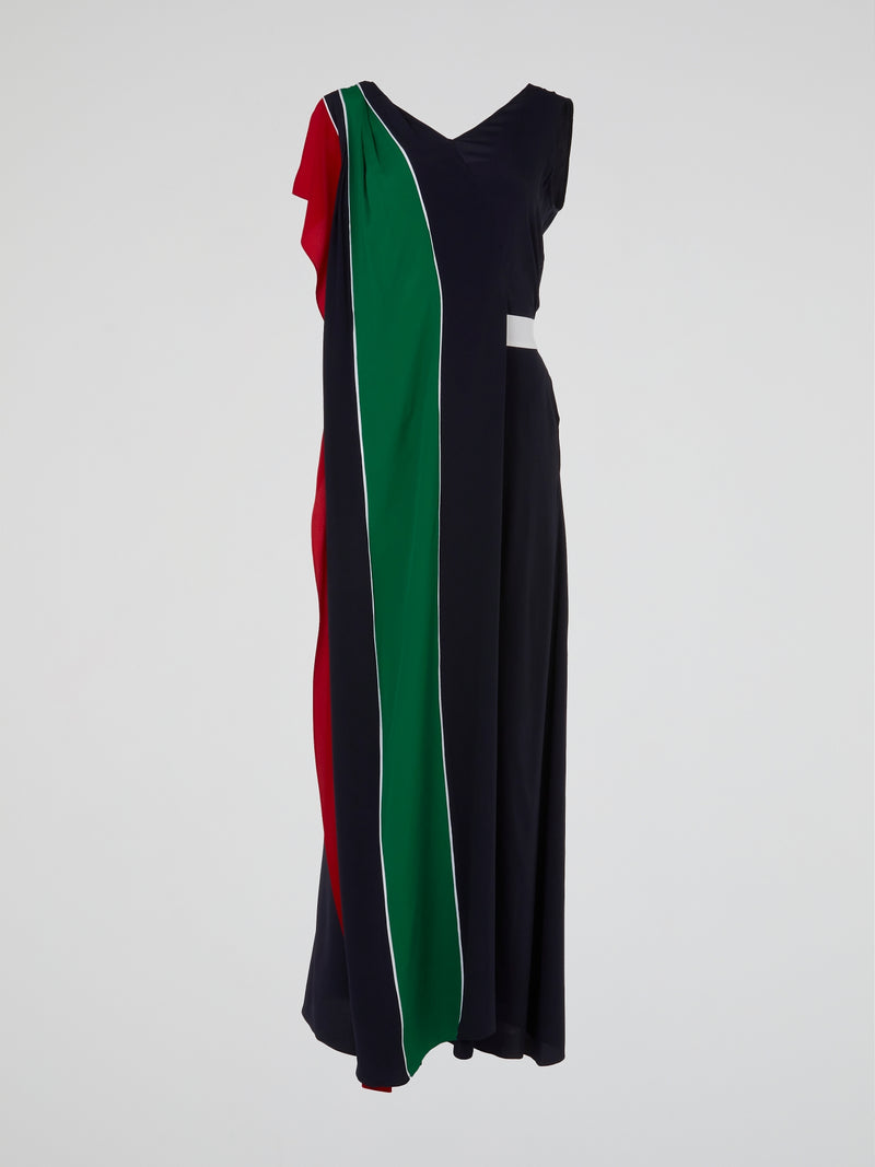 Colour Block Asymmetric Maxi Dress