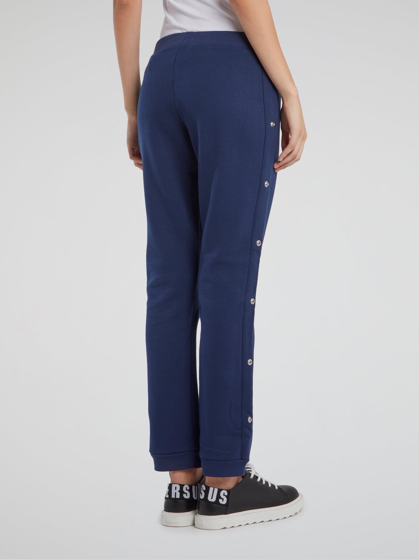 Navy Side Button Track Pants