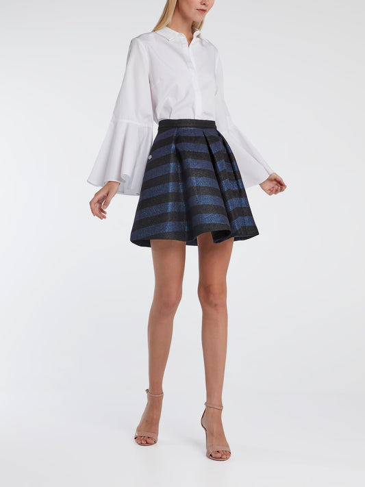Striped Pleated Mini Skirt