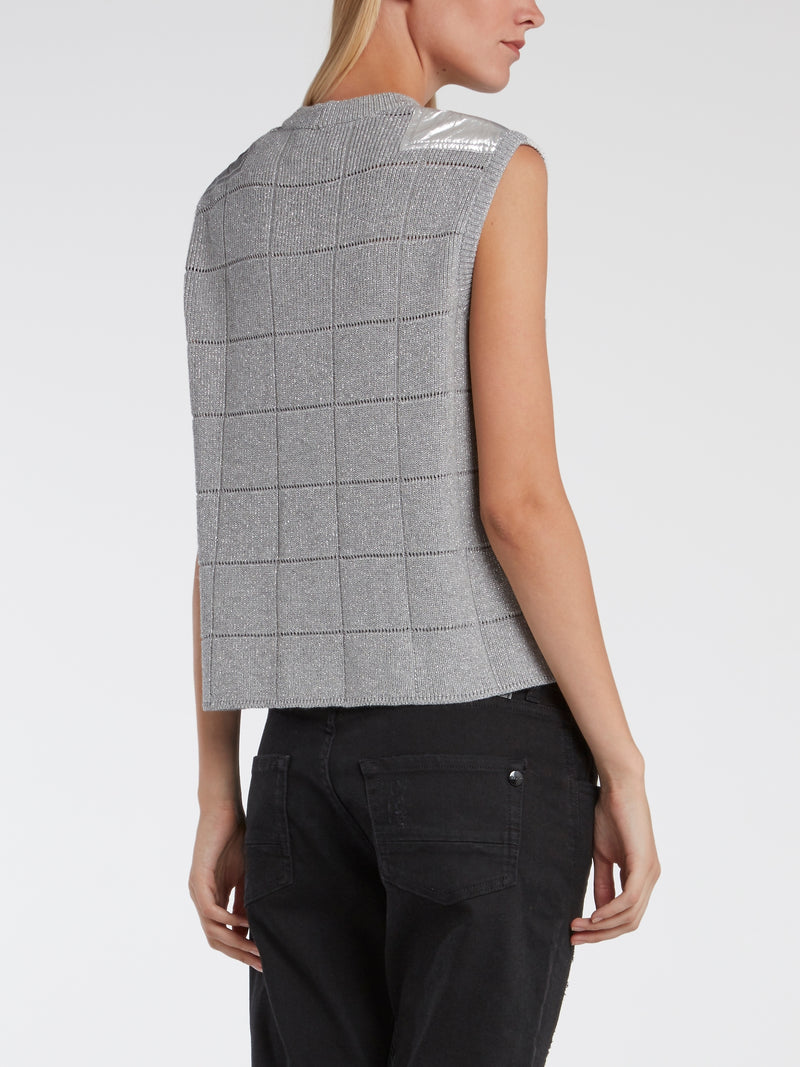 Grey Glittered Knitted Top