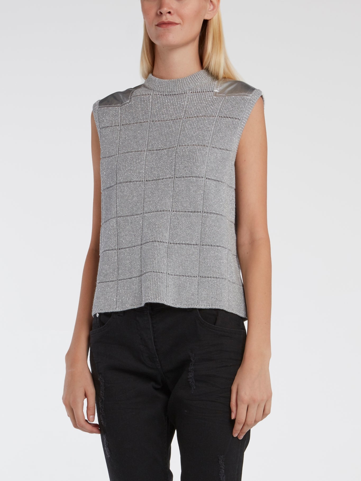 Grey Glittered Knitted Top