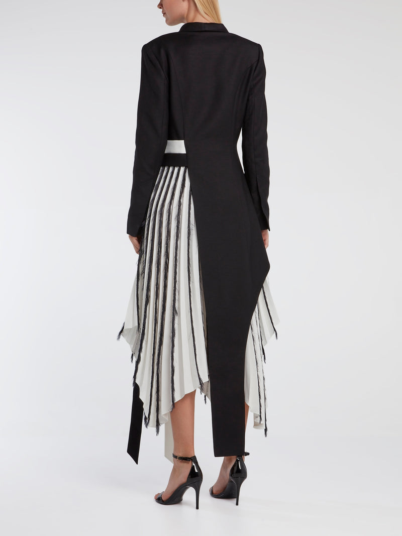 Feather-Detail Pleated Jacket Dress