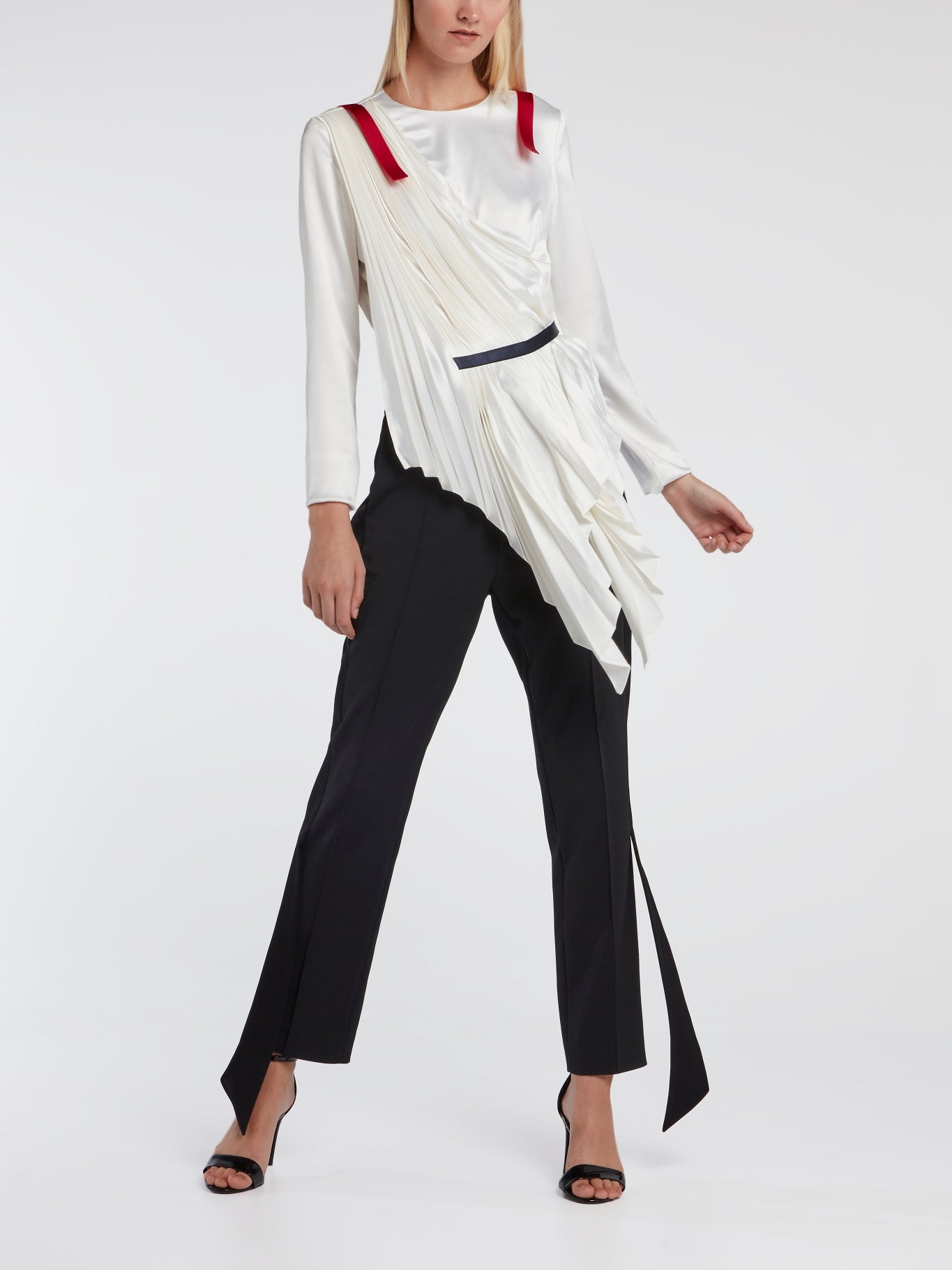 White Sculptural Pleated Top
