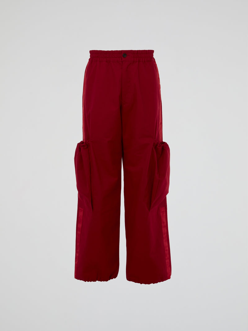 Red Cotton Twill Cargo Pants