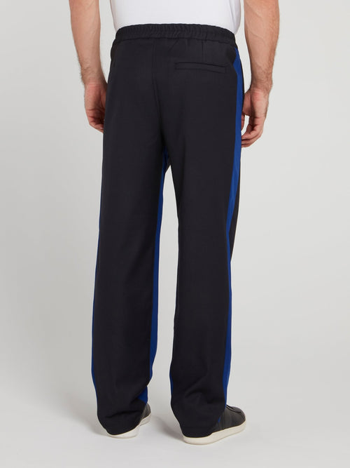 Navy Elastic Waist Side Stripe Pants