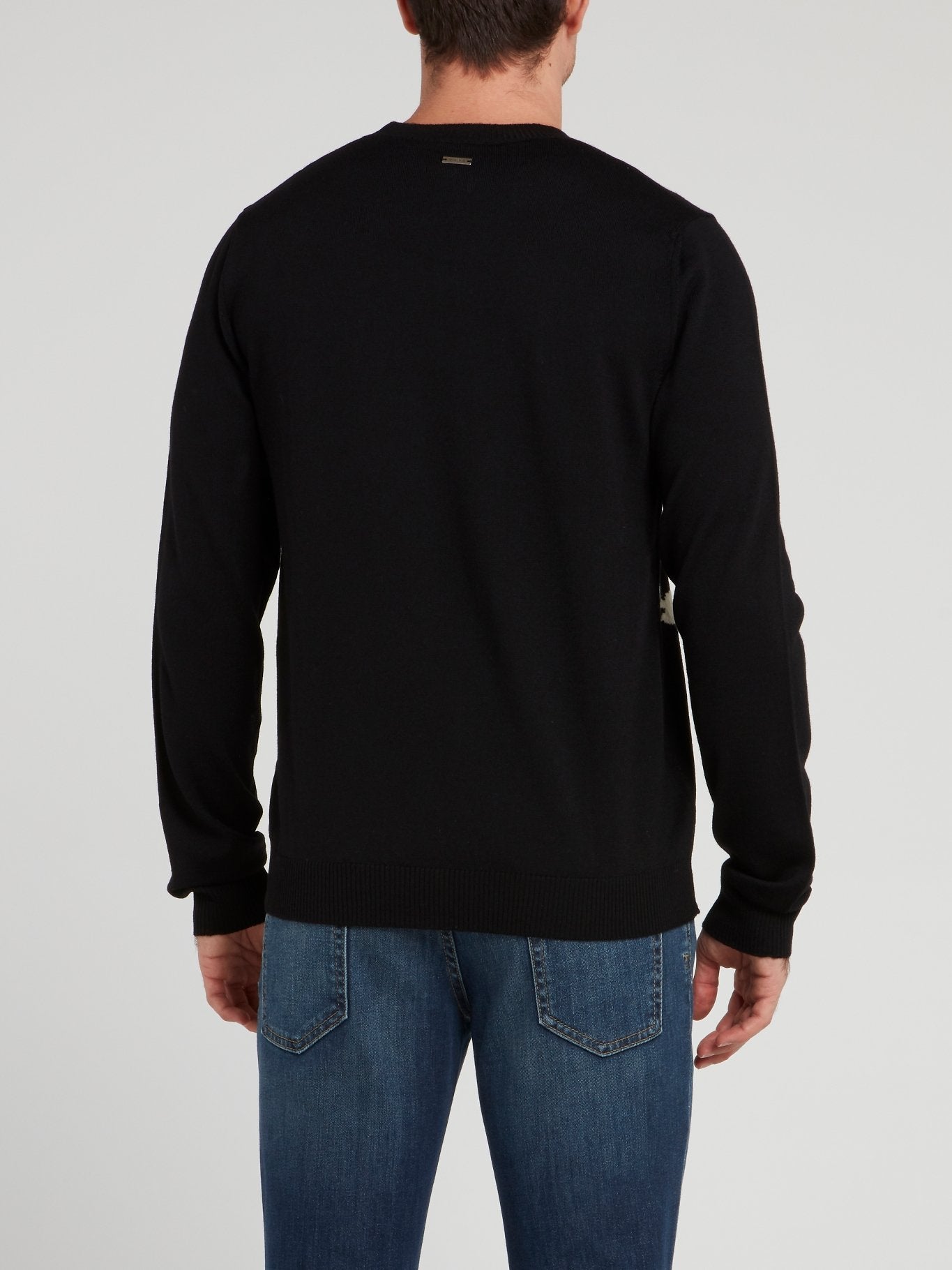 Черный шерстяной свитер с рисунком