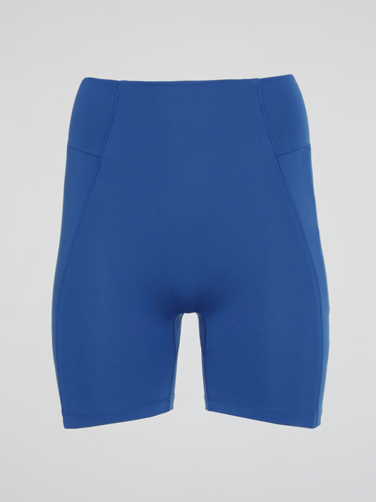 Azure Blue Diagonal Biker Shorts