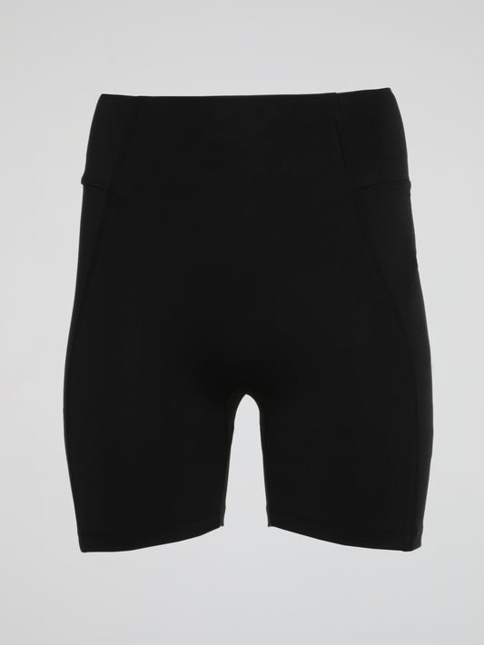Black Diagonal Biker Shorts