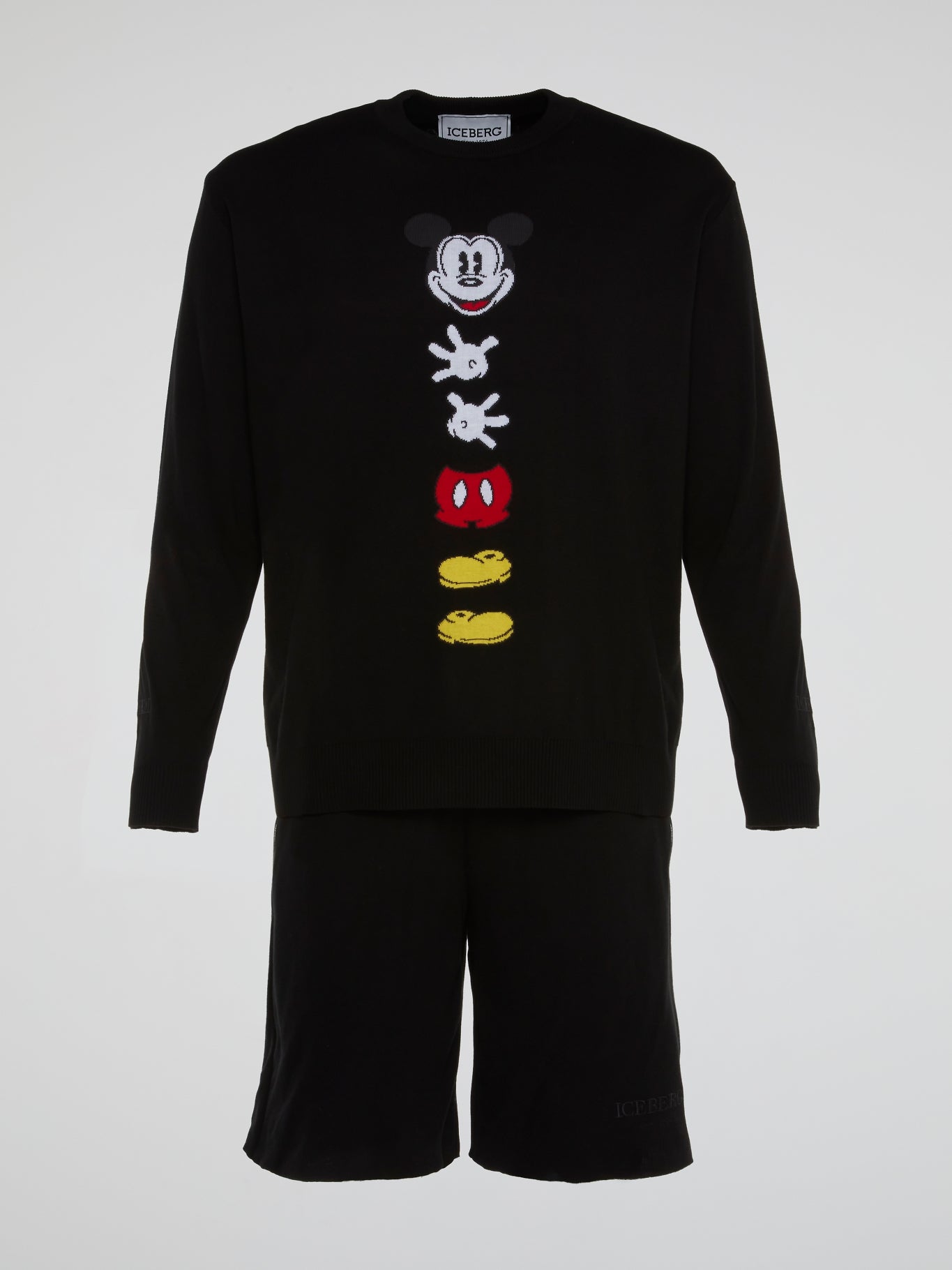 Mickey Mouse Vertical Design Knitted Round Neck Sweatshirt