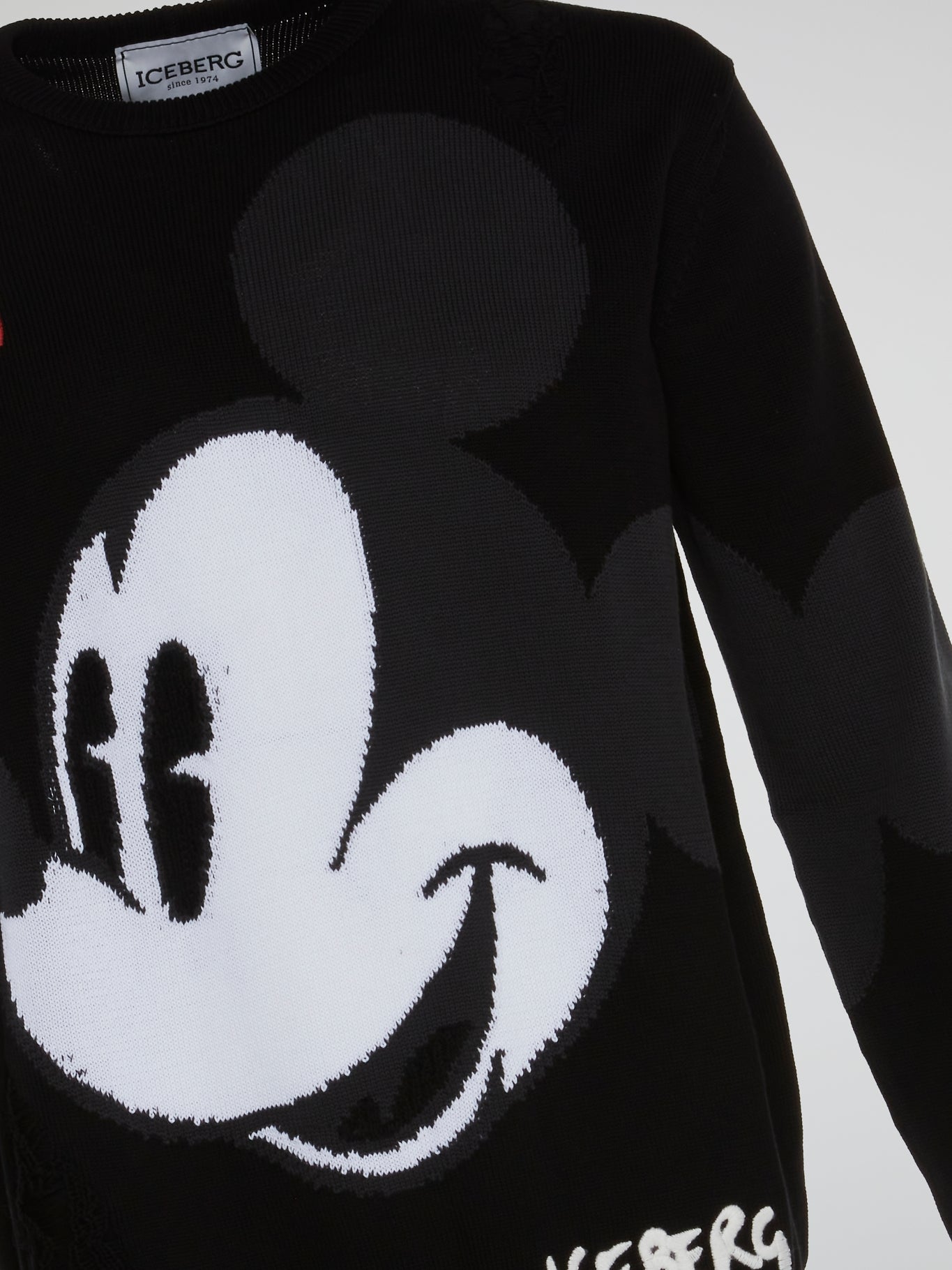Black Mickey Mouse Big Faced Knitted Sweater