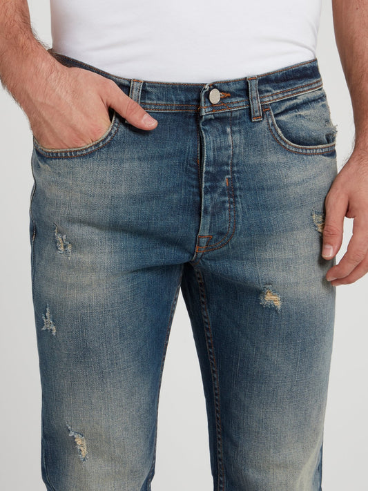 Distressed Straight Cut Jeans