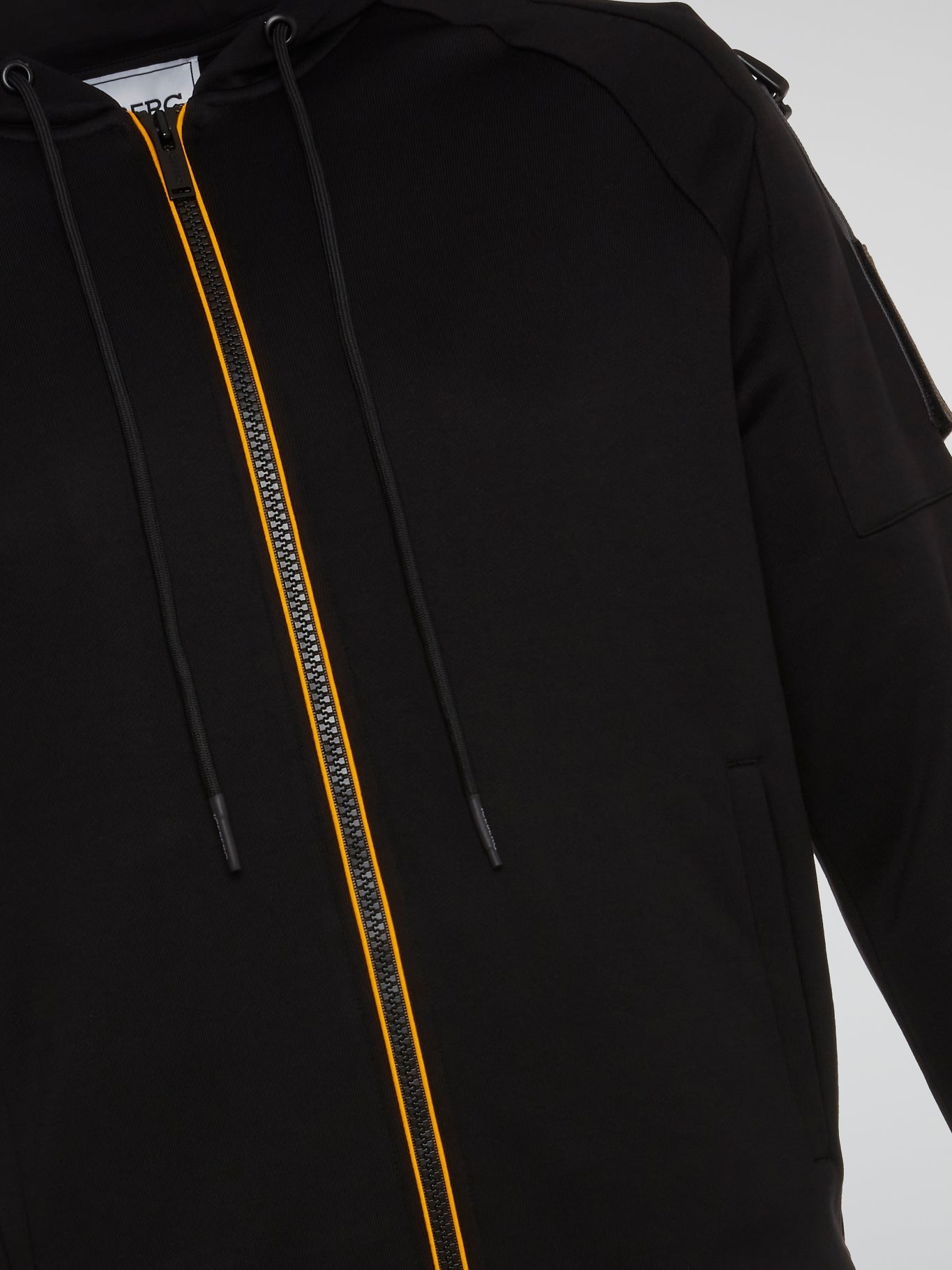 Black Italic Logo Rear Design Hooded Sweatshirt
