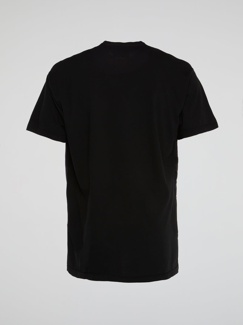 Black Logo T-Shirt with False Vest Panel