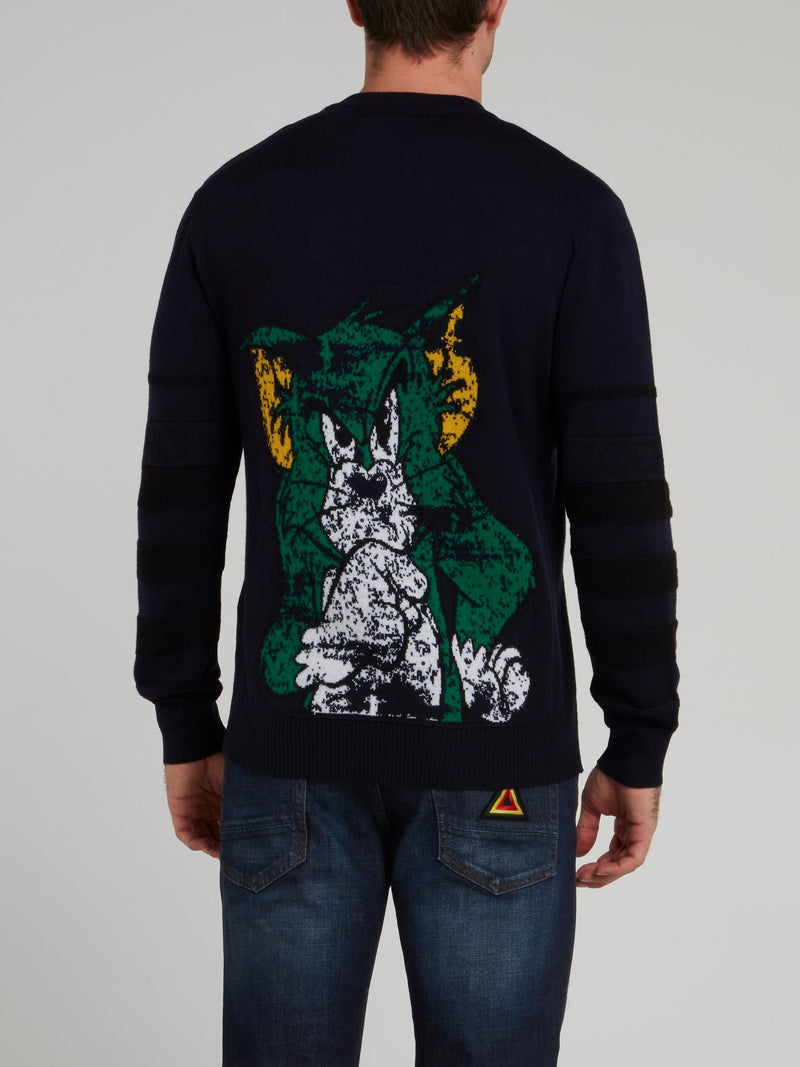 Tom and Jerry Navy Knitted Pullover