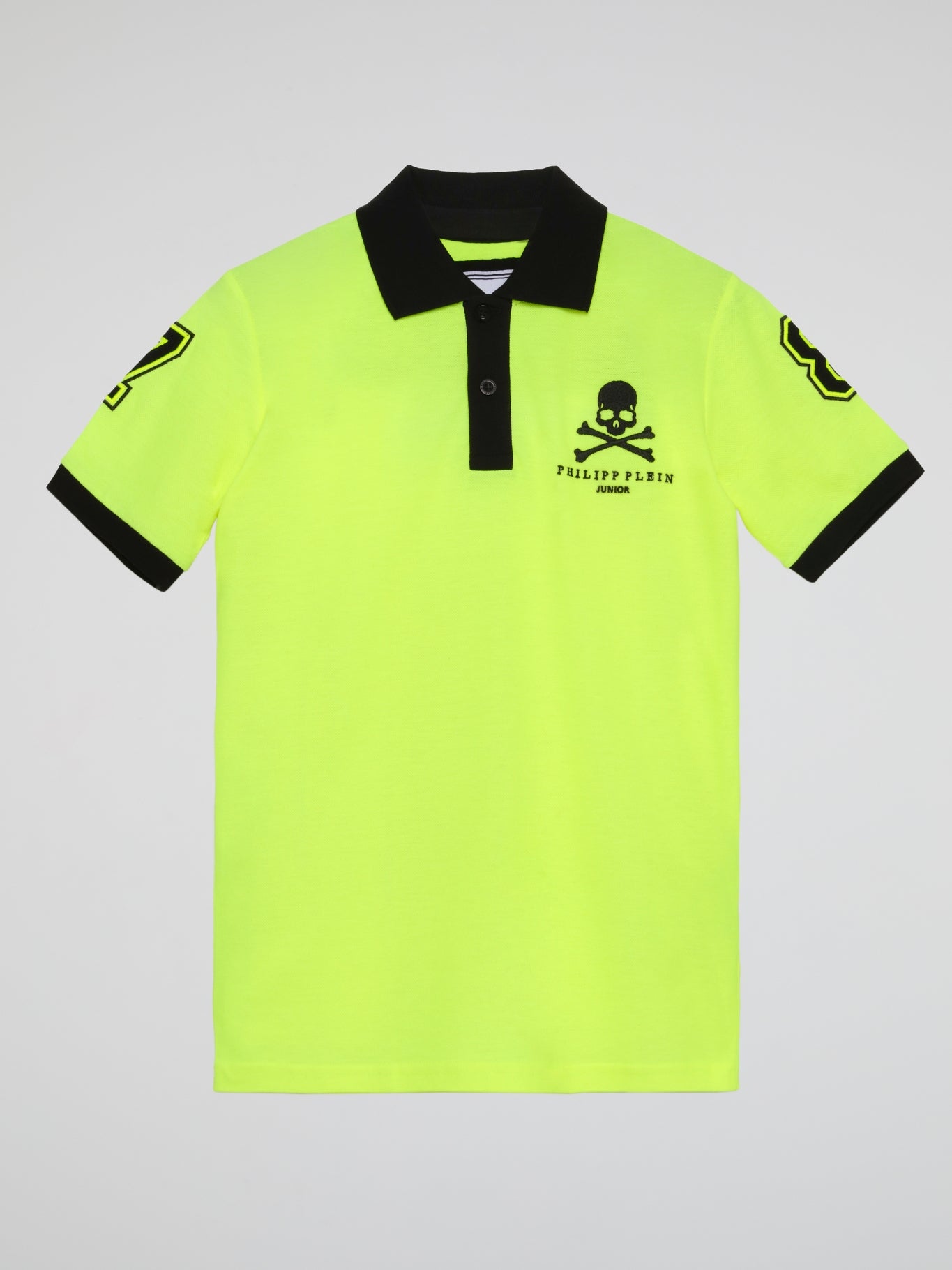 Neon Green Striped Edge Appliquéd Polo Shirt (Kids)