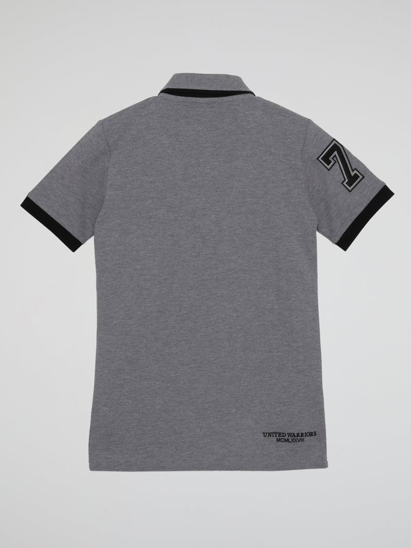 Grey Logo Embroidered Polo Shirt (Kids)