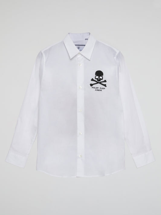 White Skull Print Shirt (Kids)