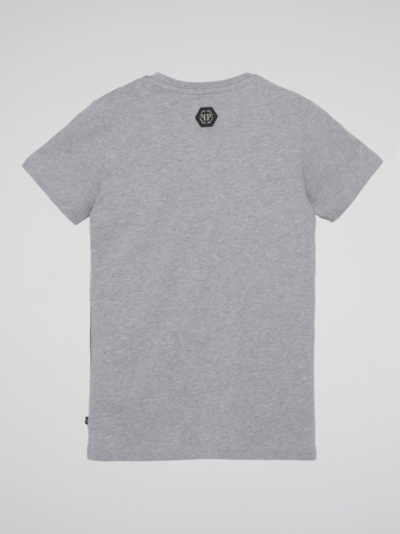 Grey Studded Logo Panel T-Shirt (Kids)