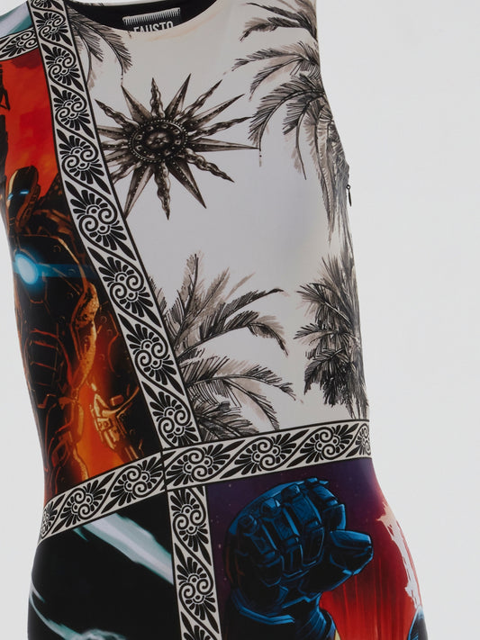 Iron Man Design Sleeveless Midi Dress