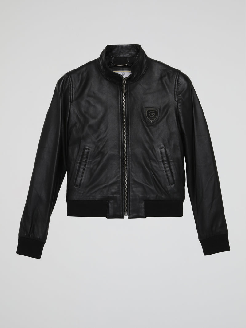 Black Leather Moto Jacket (Kids)