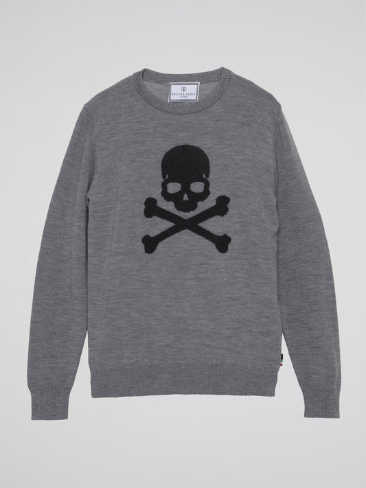 Grey Skull Print Sweater (Kids)