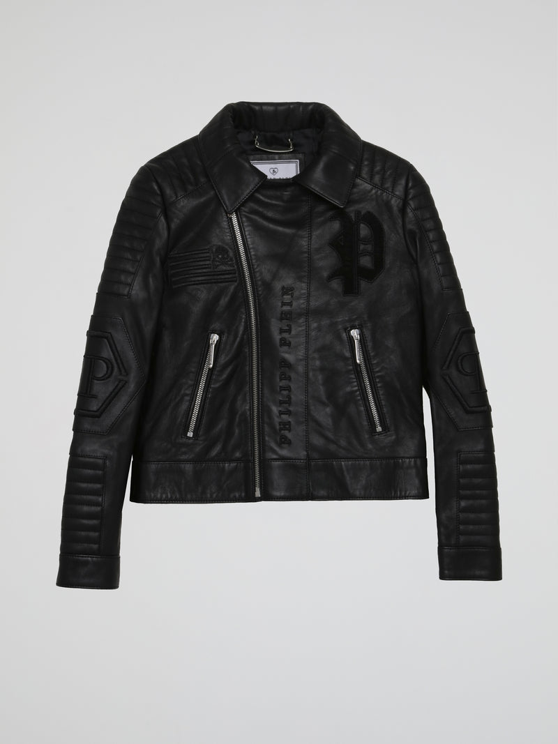 Black Leather Biker Jacket (Kids)