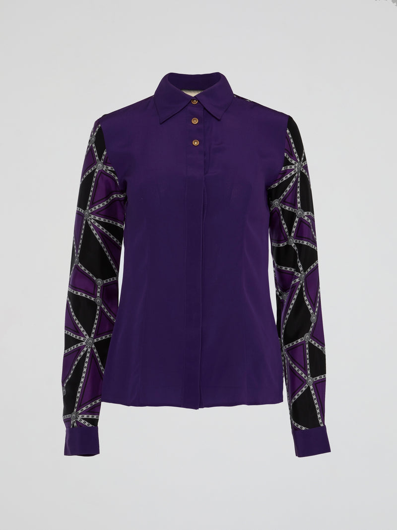 Purple Geometric Print Shirt