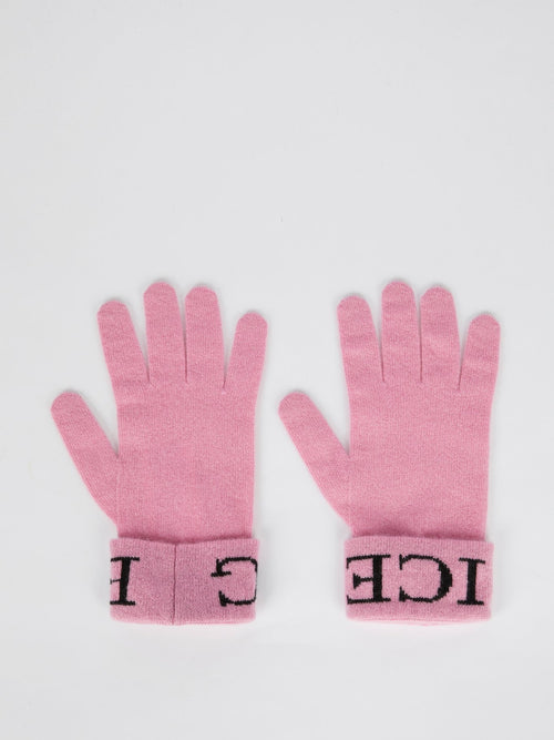 Pink Logo Knitted Gloves