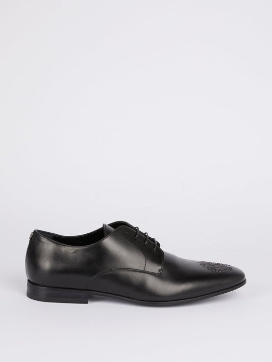 Black Studded Logo Oxford Shoes